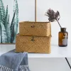 Baskets Large Handmade Storage Box Seagrass Woven Basket with Lid Sundry Bath Cosmetic Towel Container Makeup Organizer Gift Basket