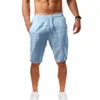 Mens Beach Linen Solid Shorts for Boys Short Homme Mens Short Man Jeans Male Casual Pants 240415