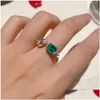 Rings Charm Emerald Dimaond Promise Ring 925 Sterling Sier Engagement Band for Women Bridal Jewelry Gift Drop Delivery Otkvr