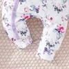 Rompers baby meisje pasgeboren onesies romper 1-18 maanden bloemen schattige boogkleding set met hoed baby lange mouw schattige kleine knop jumpsuit d240425