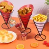 Küche Aufbewahrung 3pcs Französische Pommes Ständer mit Sauce Dipper -Kegelkorb Frittiehalter, die für Lebensmittelgeräte wiederverwendbar sind