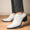 Boots Fashion Oxford Shoes Formella män klär fest Kväll Sneakers High Heel Gentleman Elegance Italian High Heel Dress Shoes