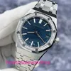 Luxury AP Wrist Watch Royal Oak Series 15551st Blue Plate en acier original Image de diamant Automatique Mélange de femmes 37 mm