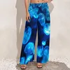 Damesbroeken NAUTISCHE JELLIES Print Blue Jellyfish Trendy brede vrouwelijke oversized esthetische aangepaste rechte broek