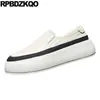 Casual Shoes Men Sneakers Sport Creepers Lightweight Athletic Round Toe Flatforms Plain Flats Slip On Skate Cow Skin Trainers Muffin