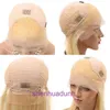 100% Human Full Lace Wigs 613 couleur xuchang perruque avant de perruque 13x4 Bob de bob raide à tête d'onde dorée jaune peut être teint en fer