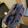 Shiny Colorful Rhinestone Decoration Women Designer Shoulder Bag Classic Flap Black Silver Hardware Matelasse Chain Luxury Wallet Cross Body Handbag Tote 25cm