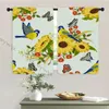 Cortina 2 PCs Moda Floral Gunflower Cozinha Cortinas