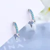 Pendientes de semental Drill Single Fil 925 Silver Needle para mujeres con Declaración de Niños Niñones de Zirconia Cúcica Azul