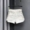 Women's Jeans White Denim Shorts Trendy Summer High Waist A-line Loose And Thin Wide-leg Pants Cotton