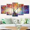5 Paneel kleurrijke boomschildering print op canvas boomposters en print moderne landcape muurkunst voor woonkamer thuisdecoratie
