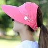 Beretten 1 st mode dames dames zomervakantie brede randige zon hoed anti-uv strand vizier caps casual hoeden