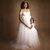 Maternidade Vestidos Mulheres fora do ombro vestido de maternidade Tule elegante e elegante, vestido de bebê fotografia maxi vestido maxi para sessão de fotos