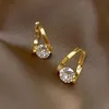 Dangle Chandelier Luxury Shiny Zircon Cross Stud Earrings Fashion Simple Gold Color Water Drop Earrings for Woman Party Wedding Jewelry Gifts