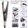 Curling Irons 2-in-1 straightener and curler twisted straightener and curler professional negative ion fast heating and shaping flat iron Q240425