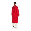 Designer Coats Cashmere Coats Luxury Coats MAX Maras Womens Pure Wool Handsewn Large Lapel Red Bathrobe Style Coat