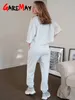 COST CASBOSSE WEMPS ONTERSIDE TOSER COTTON Grey White White Classic Top and Pants Tracksuit Two Piece Set Femmes Tenues 240422