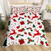 sets Merry Christmas Duvet Cover Set,Red Xmas Bells Bedding Set 3pcs,Fantasy Snow Tree Comforter Cover New Year Festival Quilt Cover