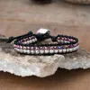 Bracelets de charme bracelet en pierre à la main unique Bracelet double perles enveloppées en cuir enveloppé pour femmes cadeaux de bijoux