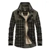 Men's Casual Shirts TIGER CASTLE Mens Military Fleece Winter Shirt Cotton Warm Male Plaid Long Sleeve Army Dress Blouses