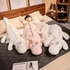 Poux en peluche 1pc 70-150cm jouet moelleux de dragon blanc géant avec des ailes volantes de corne dinos hug lancement d'oreiller dinos siest