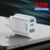 Chargers 65W GAN USB Caricatore USB PD 33W cellulare Smart Carica rapida Head QC 3.0 Laptop Galliio Universal Gallio Adattatore di ricarica rapida