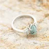 Cluster Rings 3 Pieces/Set Women's Turquoise Delicate Moissanite Engagement Wedding Anniversary Birthday Christmas Gift Jewelry