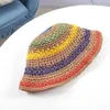 Szerokie czapki Brim Hats Hats Nowy w stylu koreański wielokolorowy Solor Sun Crochet Hat do podróży na plaży i wakacje ręcznie robione Str Hat J240425