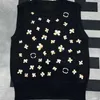 Frauen-T-Shirt-Designerin Xiaoxiangfeng 24 Frühling/Sommer Neue gestickte Blumen ärmellose Mode Schlanker Fit Strick Girl 9p79