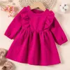 Flickans klänningar Autumn Winter Toddler Baby Girls Dress 0-2y långärmad ruffles Princess klänning barn mode barn avslappnad klänning D240425