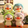 Gevulde pluche dieren kaii mode pinguin poppen pluche speelgoed kleine pinguïn transformeert in dinosaurus kikker poppen pluche speelgoed beste kinderen speelgoedcadeau