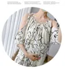Sukienki macierzyńskie Sukienki macierzyńskie w dużych rozmiarach Plus Bezpchodowe kobiety w ciąży Szyfka Szyfry Szyfry Moda Druk Długie luźne sukienki na plażę