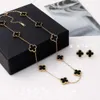 10 Diamond Rope Chain Necklace with Earrings Fashion Classic Clover Designers Necklace Chains Rose Gold Sier Plated Agate Pendant for Women Girl Valentines