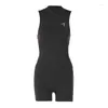 Women's Jumpsuits Fashion Style Zipper Half-Open Collar Sleeveless Leotard 2024 Yoga Sports Sexy Close-Fitting Slim Short Pants