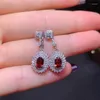 Stud Earrings Natural Garnet Ear Simple Fashionable Exquisite Compact 925 Silver Studs Lady Charm