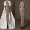 Vestidos de fiesta Serene Hill Arabic Nude Mermaid Dubai Luxury Beading Pearls Gowns for Women Wedding 2024 GLA72091A