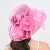 1pc Frauen Organza Mesh Hut Rüschen breit Krempe Sommer Braut Hut Französisches Europa und Amerika Exquisite Party Cap Beach Cap 240415