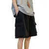 Workwear Denim Shorts, Men's Summer Thin, Oversized Wide Leg Five Piece Pants, Trendy Brand Washed American Casual Pants