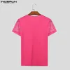 T-shirts pour hommes Incerun 2024 hommes Mesh patchwork transparent Skinny V cou de cou court Camisetas Streetwear Tee Mas