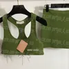 Varumärke broderade kvinnor bh kjol set lyx designer sportiga tank tops kjol sexig ärmlösa spårdräkt tankar kjol yoga kläder