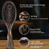 Hair pente Nature Brush de madeira Anti-estática Pincel de escova de cabelo Massagem de couro cabeludo Ferramentas de estilo de almofada de ar para homens 240418