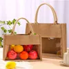 Sacs à provisions Burlap Tote Beach Jute Sac avec des poignées pour les professeurs de mère Demaine d'honneur Gift DIY réutilisable grande capacité