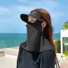 Beretten Hooded Silk Sunscreen Masker 3d Brim Open Haargat gezicht Nek Cover Sjang Zonbescherming Kophoed Buiten