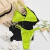 Bikini de trajes de baño para mujeres Set Sexy One Shoulder Crystal Micro Thong traje de baño Mujeres 2024 Traje de baño de corte de pierna alta Mujer Swim