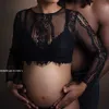 Maternity Dresses Maternity Photography Lace Tops See Through Maternity Lace Short Shirts Pregnancy Photo Shoot Posing Lace Shirt