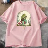 かわいいコテージのTシャツ美学のカエルマッシュルームTシャツでバンジョーを演奏