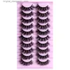 False Eyelashes 10 pairs of fluffy Russian striped eyelashes 3D fake eyelash makeup fluffy thick eyelashes Q240425