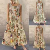 Urbane sexy Kleider Jocoo Jolee Bohemian Maxi Kleid Frauen lässige Vintage ärmellose O Hals Blumendruck Lose langes Kleid übergroßer Strand Sunddressl2404