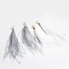 Bengelen oorbellen dames winter struisvogelveren drop dames lange tassel crystal rhinestone ster Boheemse nationale stijl