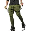 Calça masculina harema y2k cargo militar cargo macacão calça zíper de bolso grande calça esportiva de cor sólida